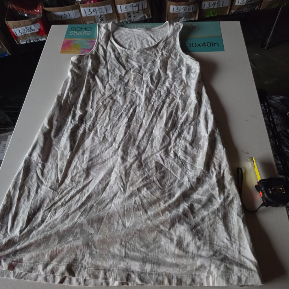 Pure Jill Women Medium Gray Abstract Sleeveless Pocket Shift Dress